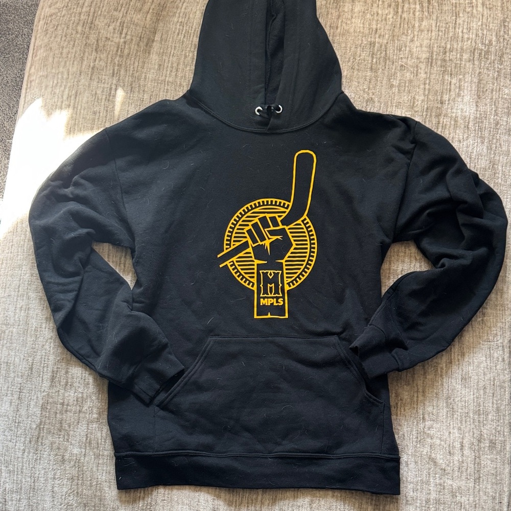 Minneapolis Hockey Black Hoodie with Gold Graphic